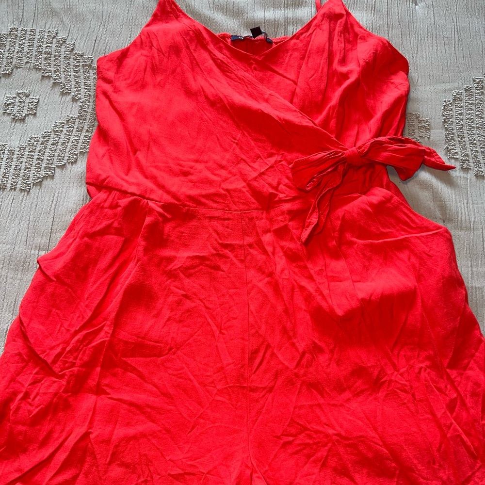 Vibrant Red Romper with Pockets